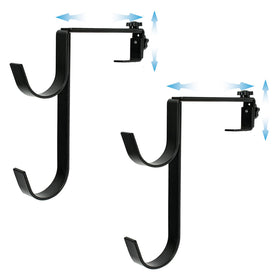 Desunqin metal pool pole hanger shown with organized skimmer poles