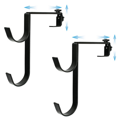 Desunqin metal pool pole hanger shown with organized skimmer poles