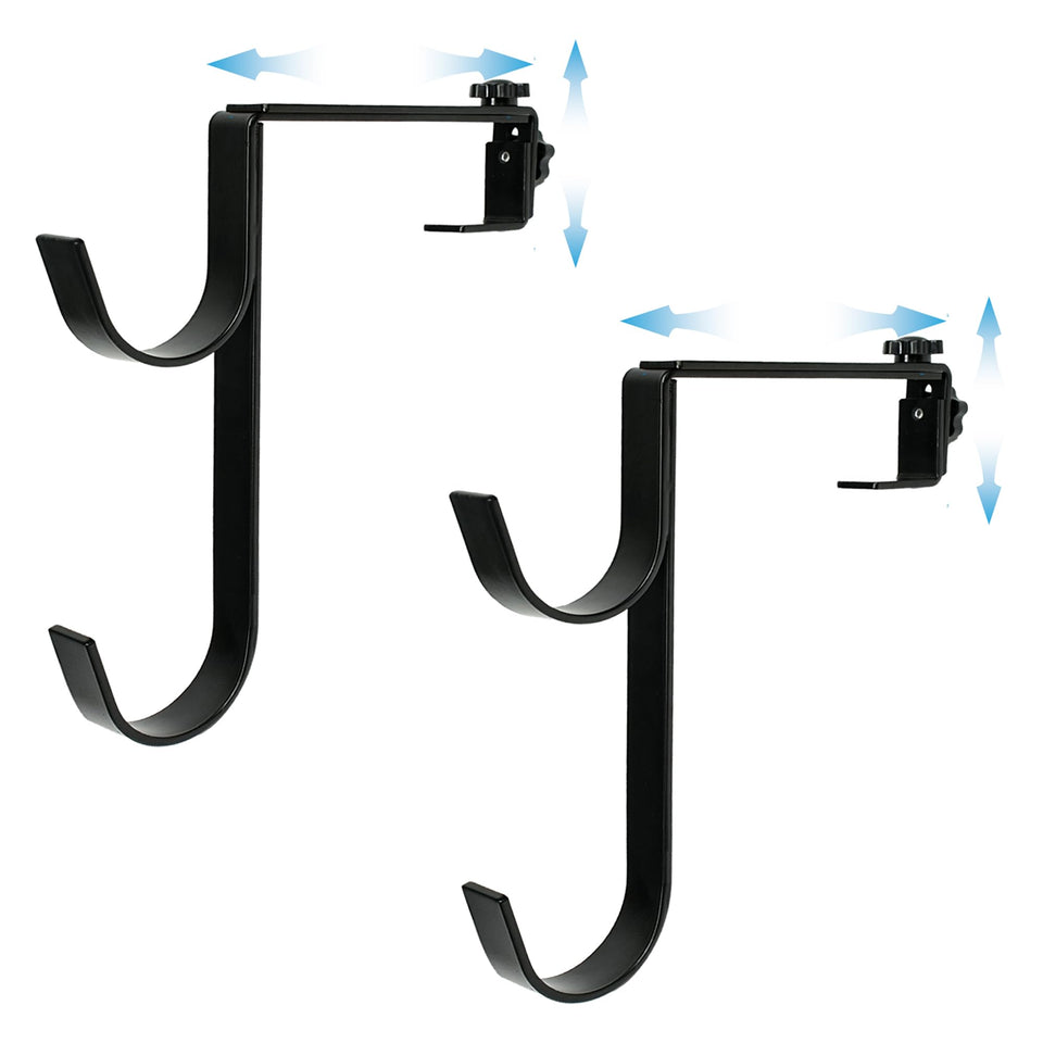 Desunqin metal pool pole hanger shown with organized skimmer poles