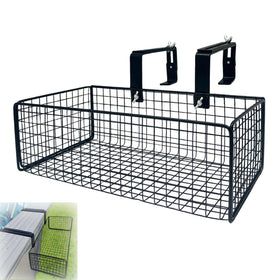 Desunqin metal poolside basket attached to square top rail for organized poolside storage.