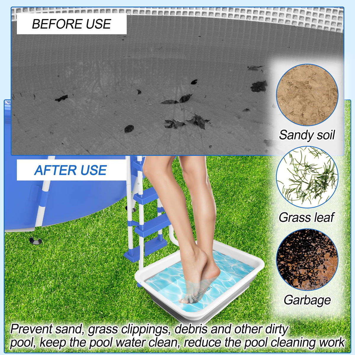 Desunqin pool foot bath with non-slip bottom provides stable use.
