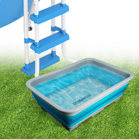 Desunqin pool foot bath unfolded to full size for easy foot cleaning before swimming.