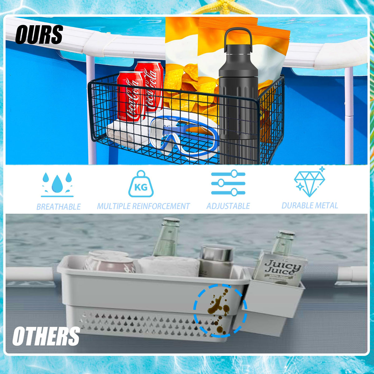Desunqin two removable brackets provide easy seasonal storage options.
