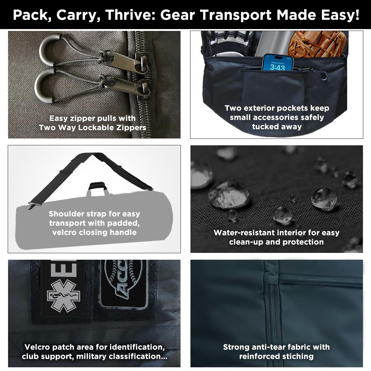 Detector Warehouse full-zipper closure allows easy access to contents