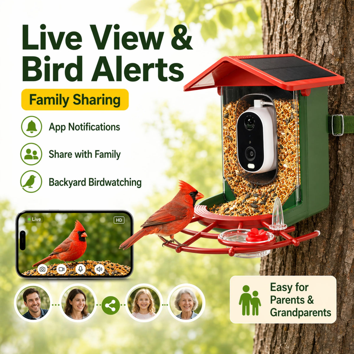 Detiko Bird Feeder Camera with 147 wide angle captures a broader yard view.