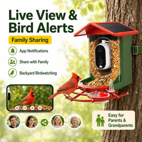 Detiko Bird Feeder Camera with 147 wide angle captures a broader yard view.