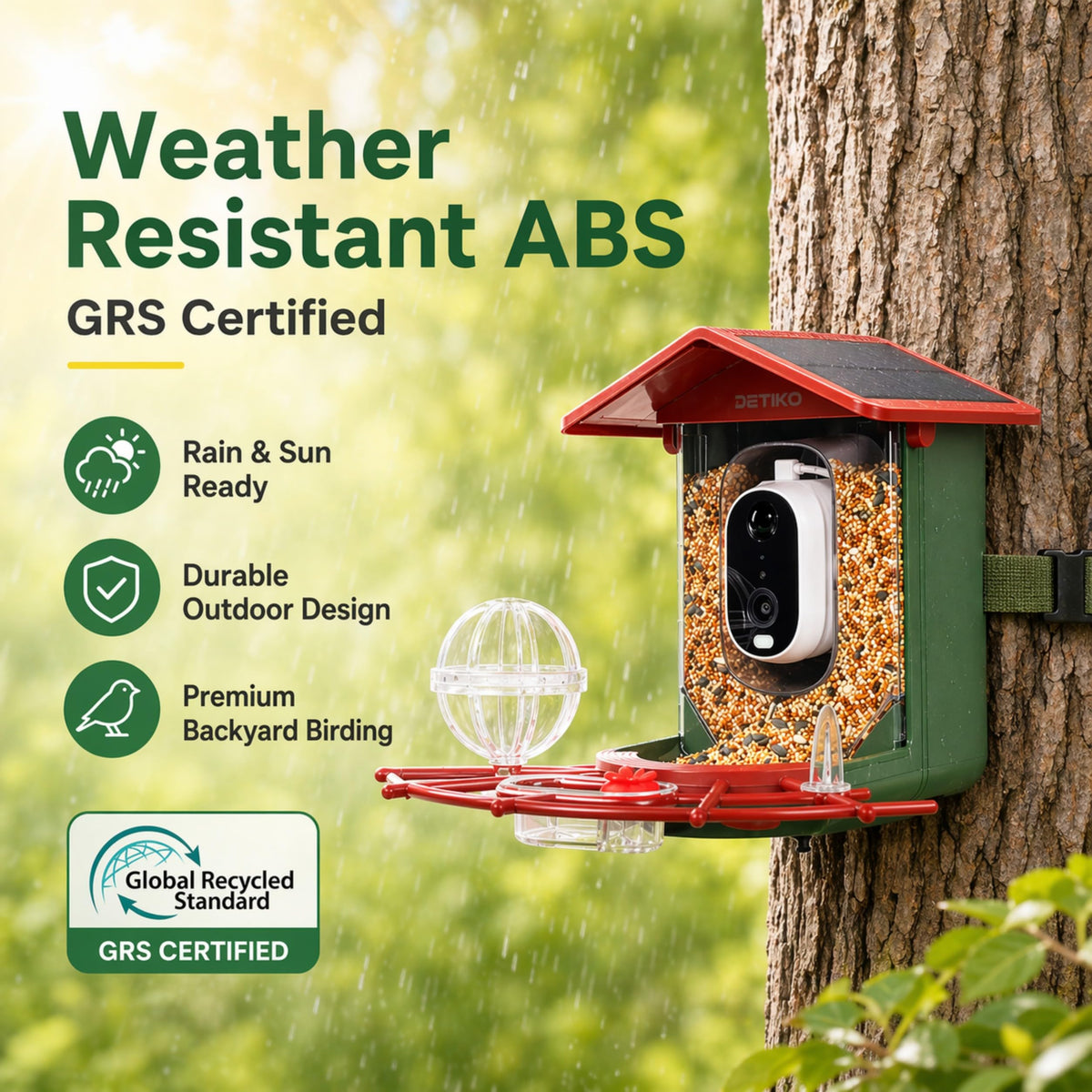 Detiko Bird Feeder Camera Night Vision reveals visiting birds after dark.