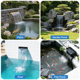 Devopet pool and garden waterfall boosts curb appeal and relaxation.