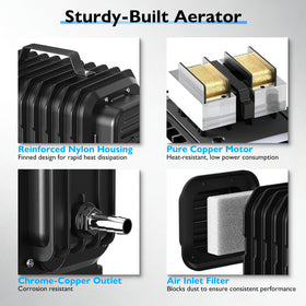 Devopet 6-way chrome splitter distributes air across water.