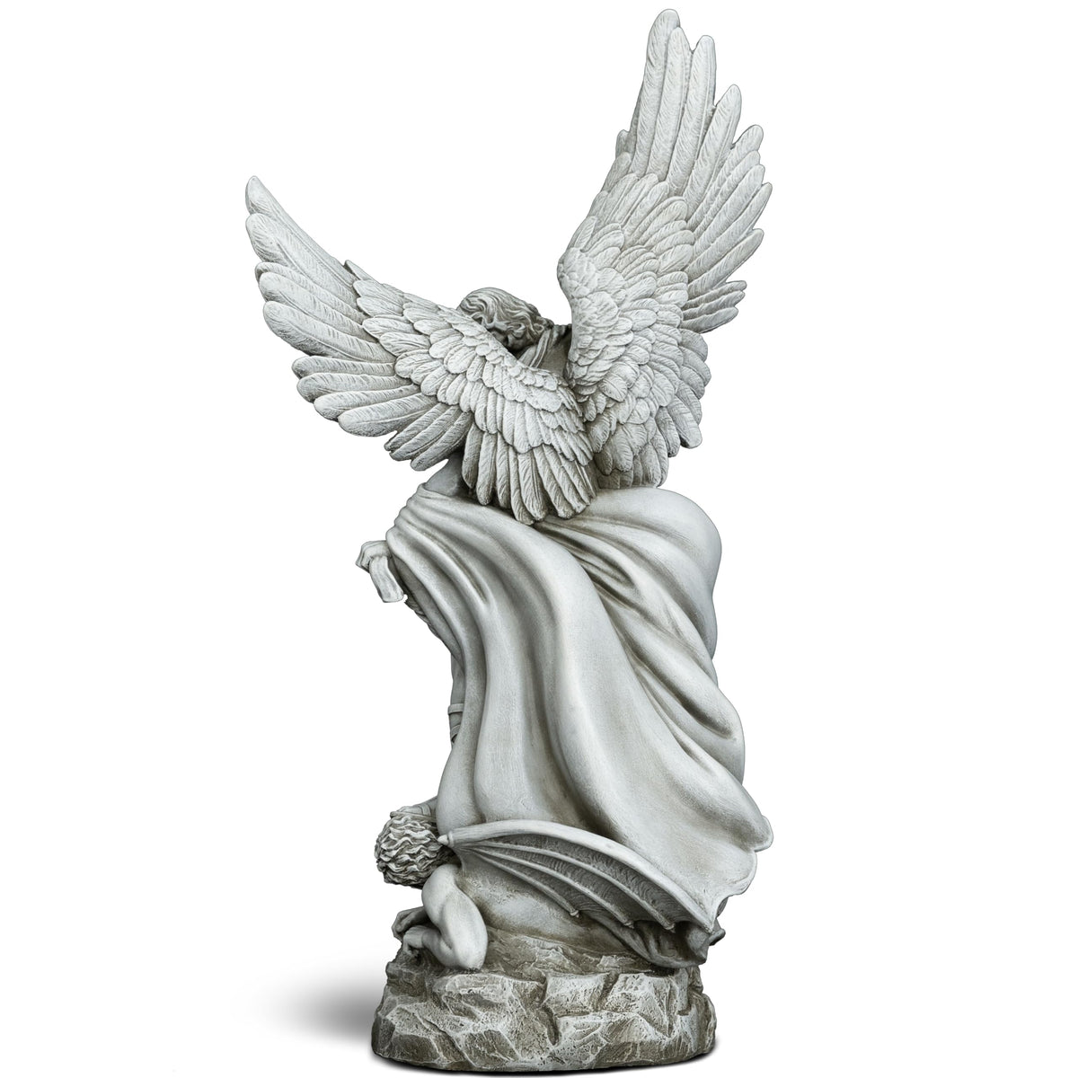 DevotedWalls Saint Michael protector statue for patio or pond areas.