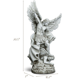 DevotedWalls Saint Michael stone-look armor statue for outdoor display.