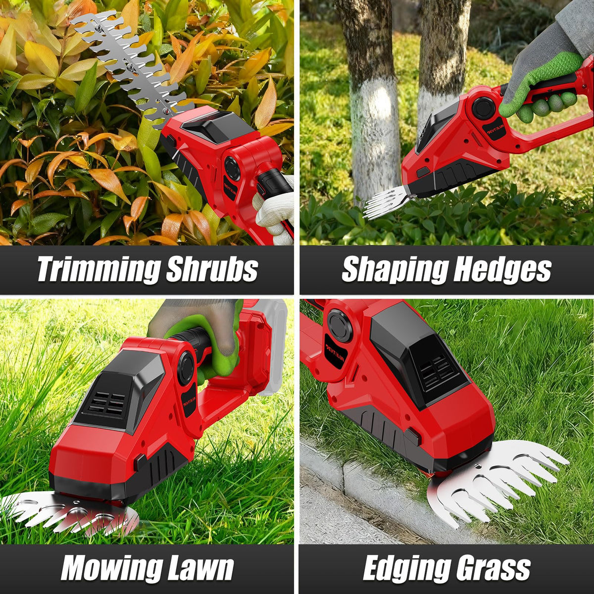Safety lock on DEVTBLUN hedge trimmer prevents accidental activation