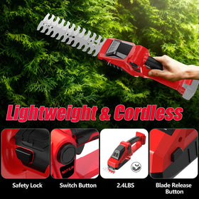 Ultra-lightweight DEVTBLUN hedge trimmer at 2.4 pounds for easy handling
