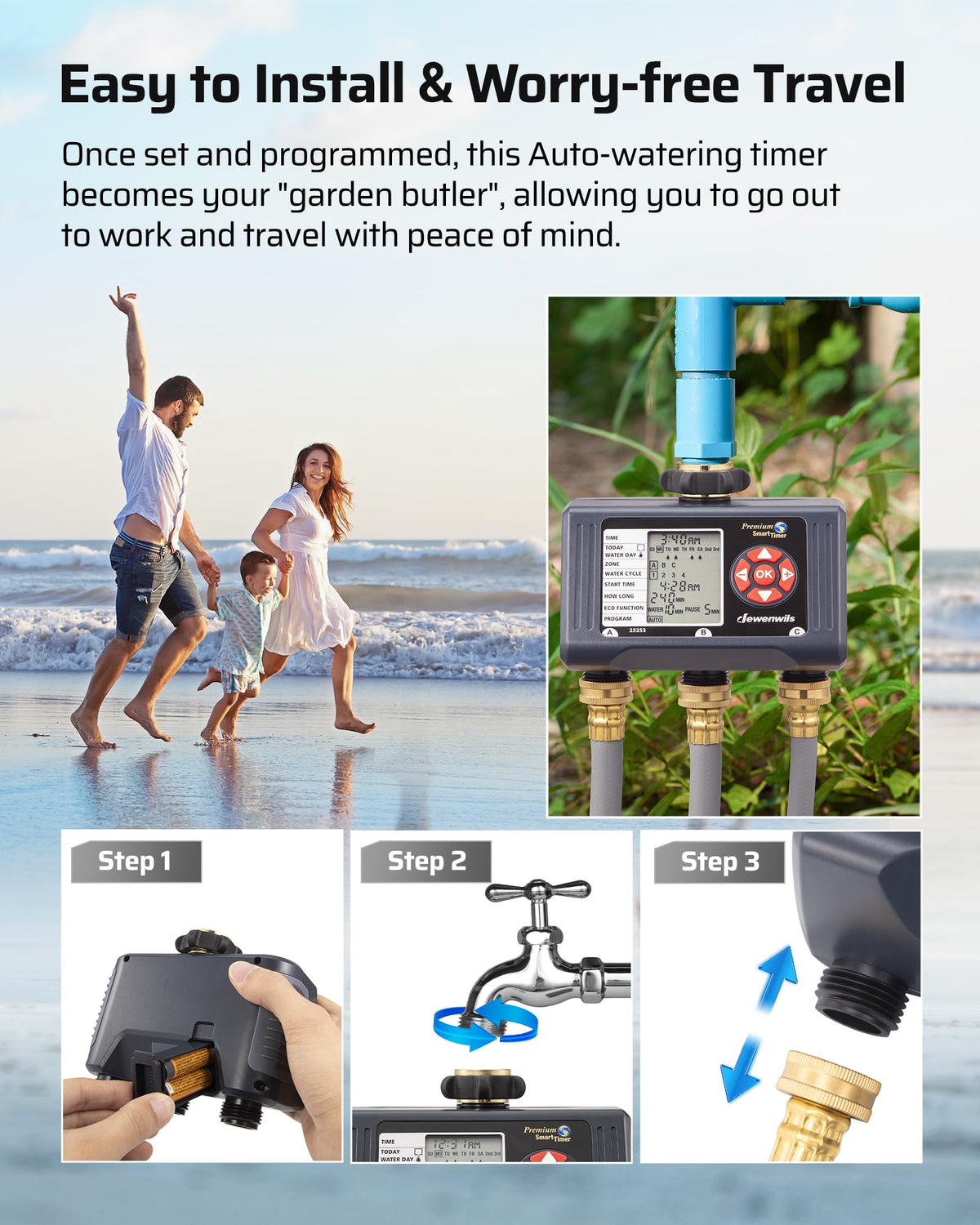 DEWENWILS manual watering mode button supports urgent one off watering needs
