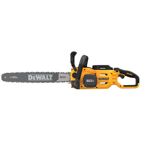 Bar close-up on DEWALT chainsaw showing quick chain adjustment capability