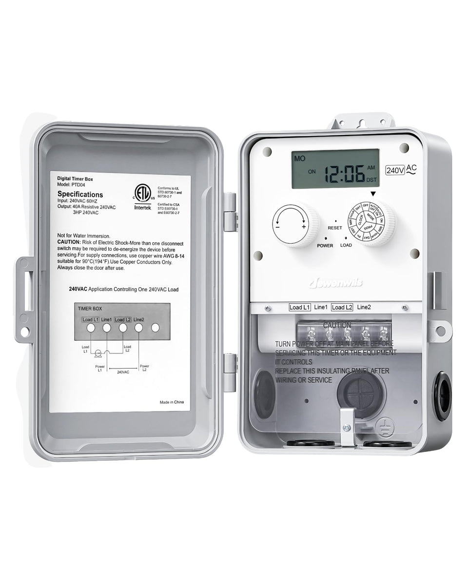 DEWENWILS pool pump timer outdoor digital box for easy scheduling and control.