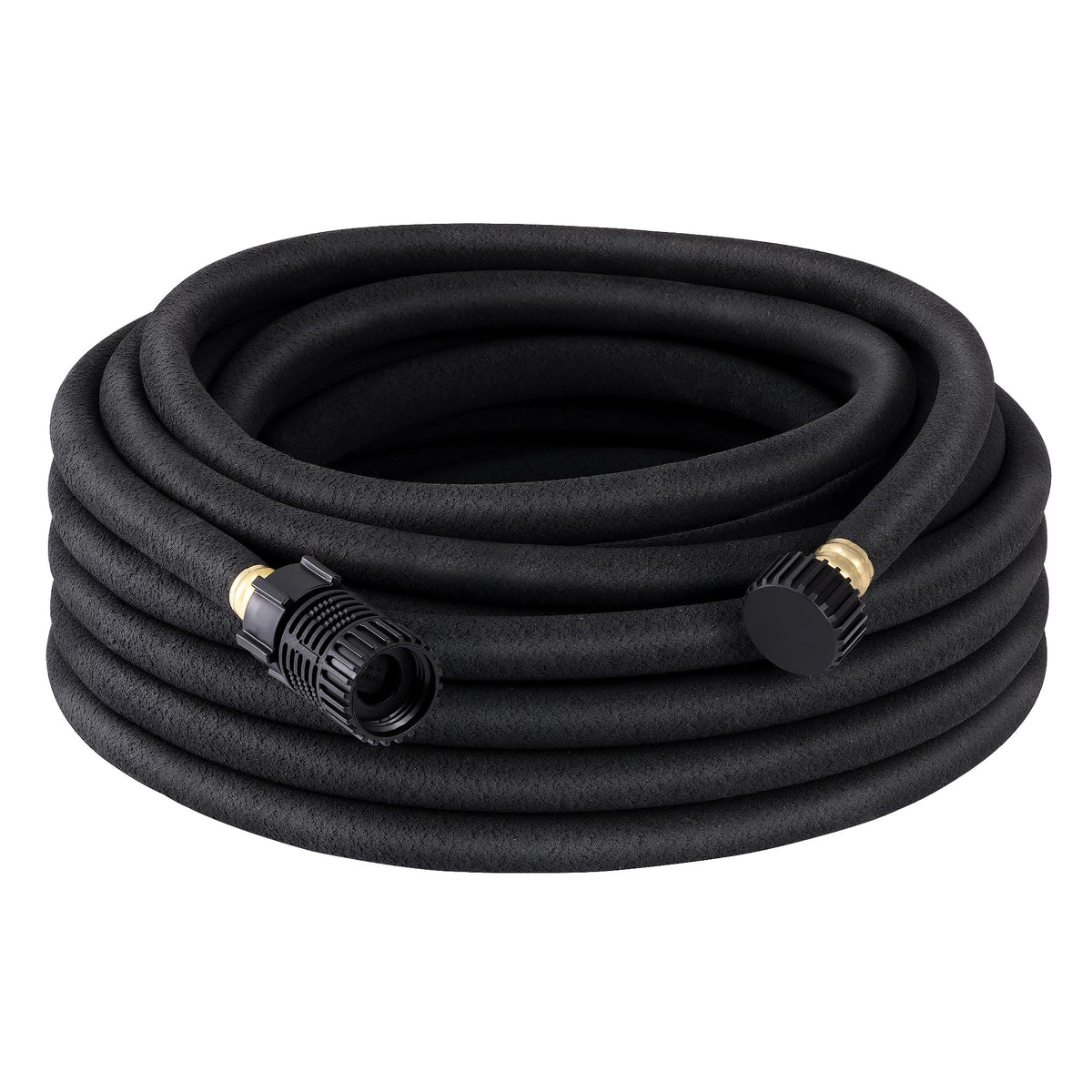 DEWENWILS Soaker Hose 50ft laid out in garden beds for efficient water delivery