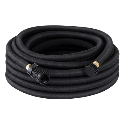 DEWENWILS Soaker Hose 50ft laid out in garden beds for efficient water delivery
