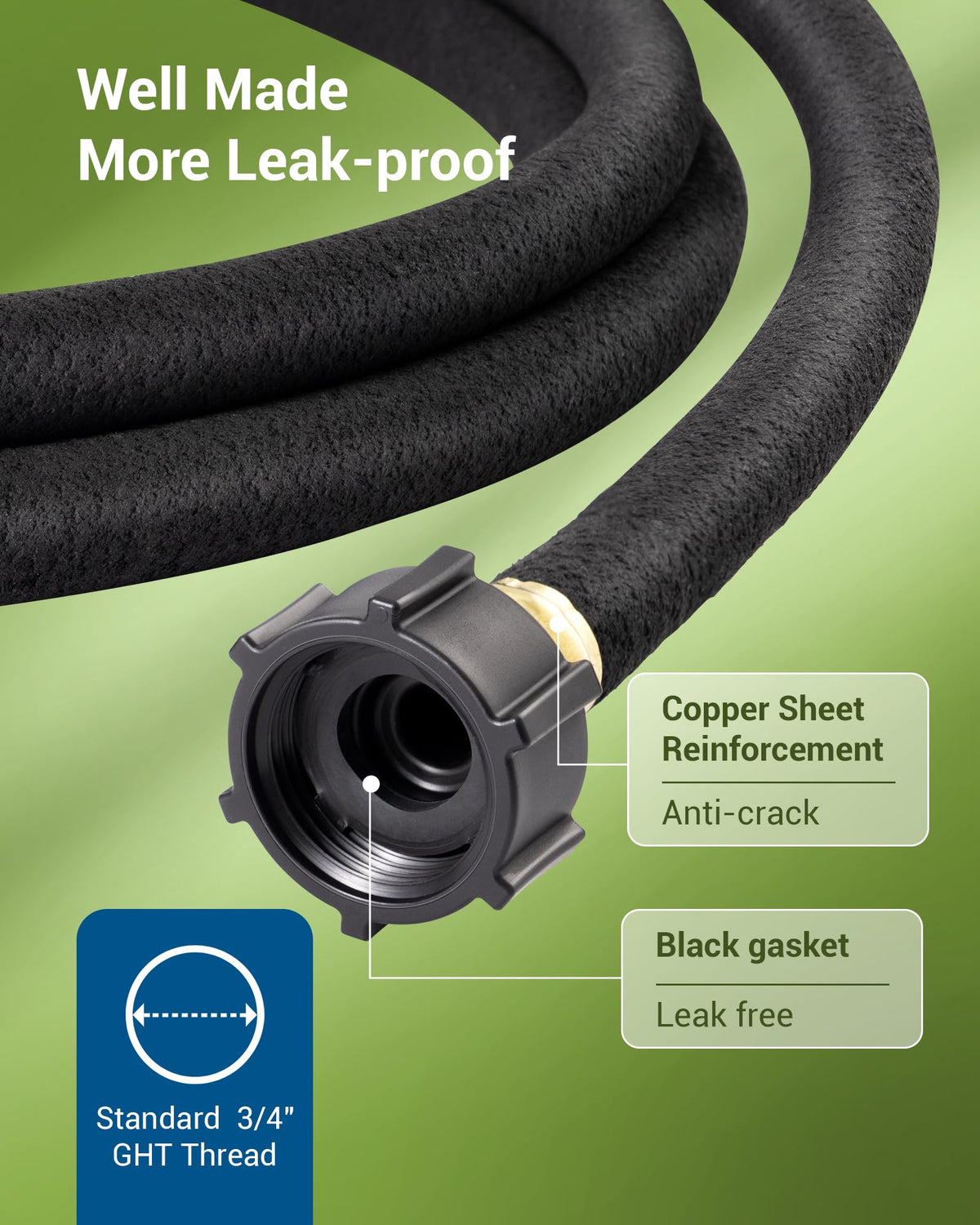DEWENWILS Soaker Hose leak-proof pad feature ensures targeted watering with minimal waste