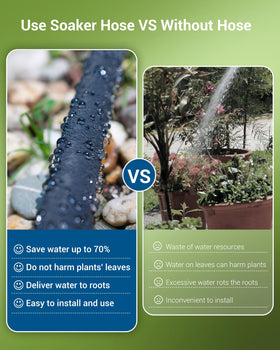 DEWENWILS Soaker Hose delivers water-saving irrigation ideal for vegetable patches and flower beds