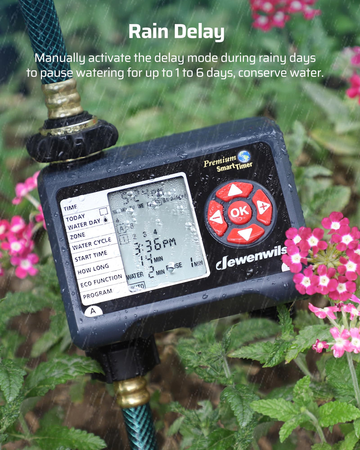 DEWENWILS sprinkler timer installation with standard 3/4-inch faucet