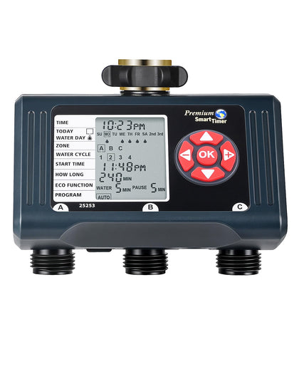 DEWENWILS sprinkler timer 3-zone controller with clear LCD for easy setup