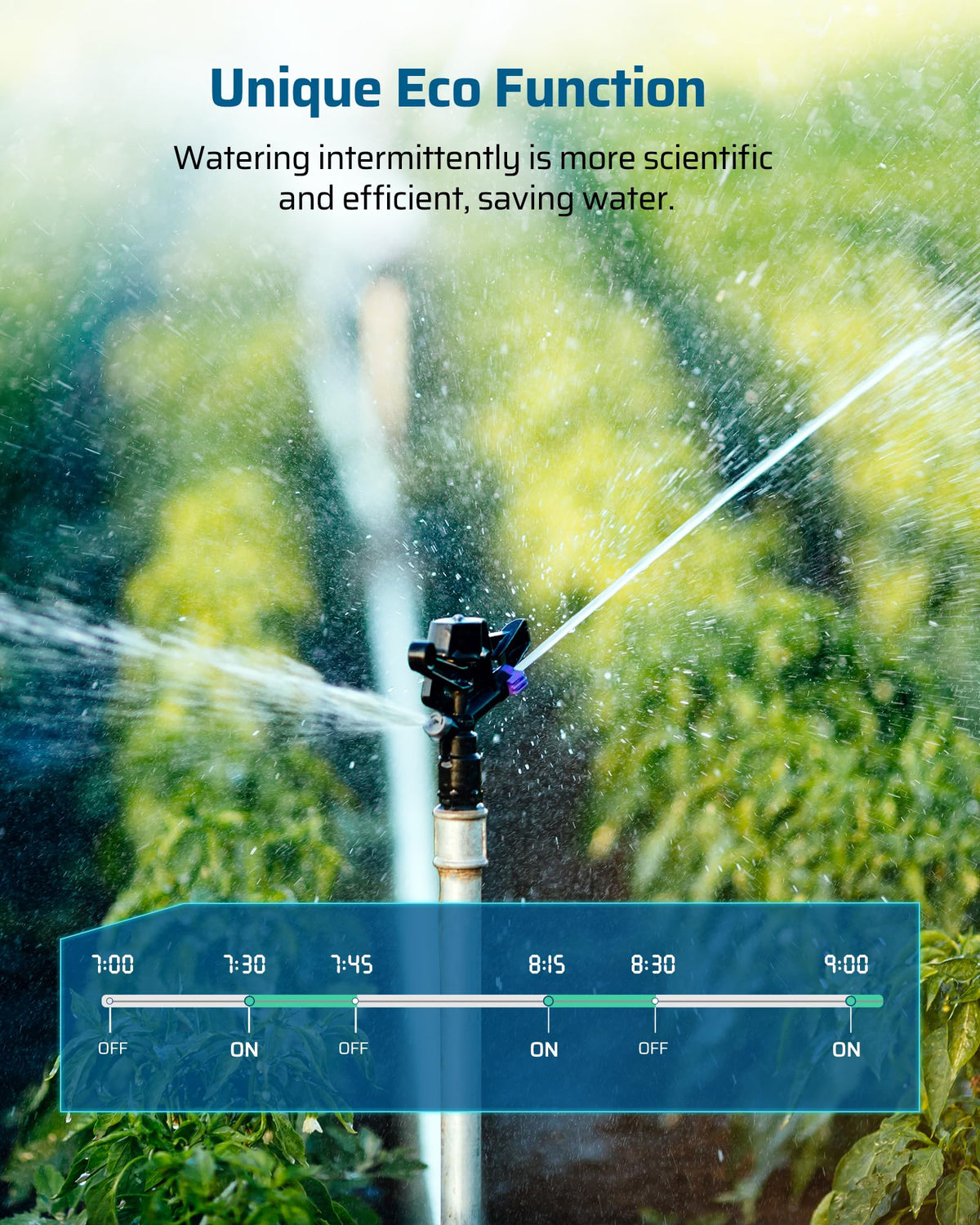 DEWENWILS sprinkler timer LCD display demonstrating easy setup
