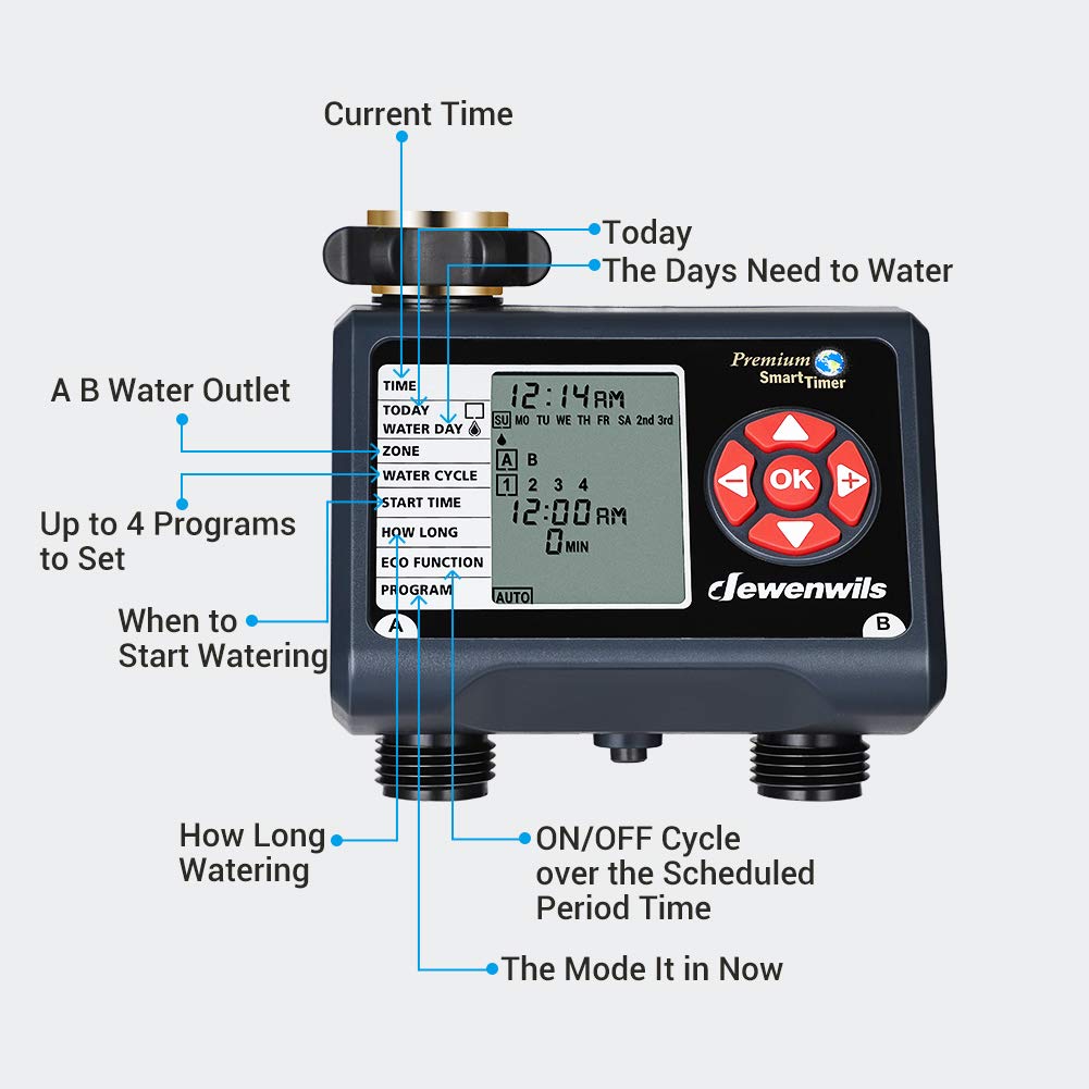 DEWENWILS sprinkler timer rain delay function prevents overwatering
