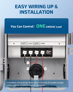 DEWENWILS timer 40A 240V supports single or dual devices outdoors.