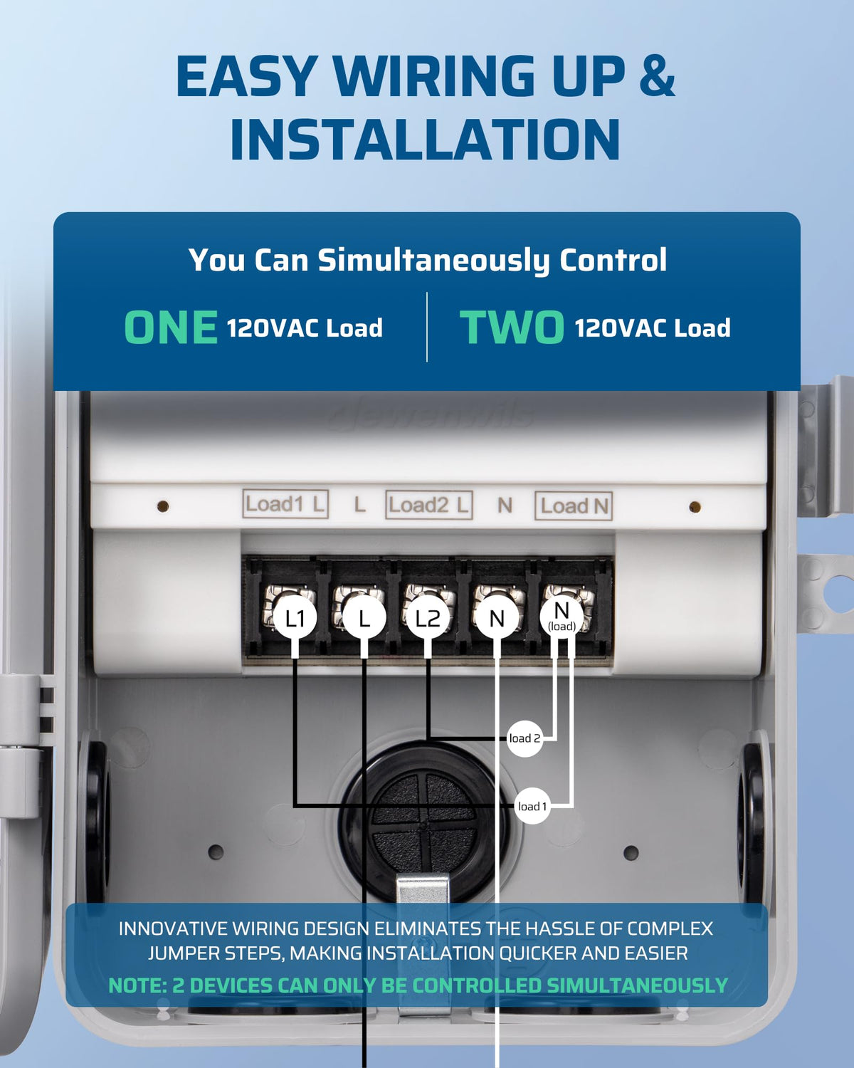 Weatherproof IP44 housing protects timer from rain and temperature swings