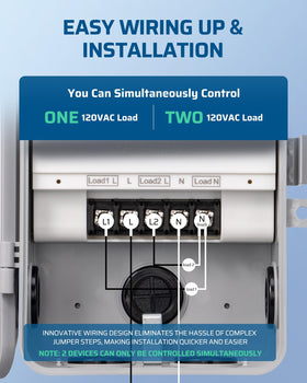 Weatherproof IP44 housing protects timer from rain and temperature swings