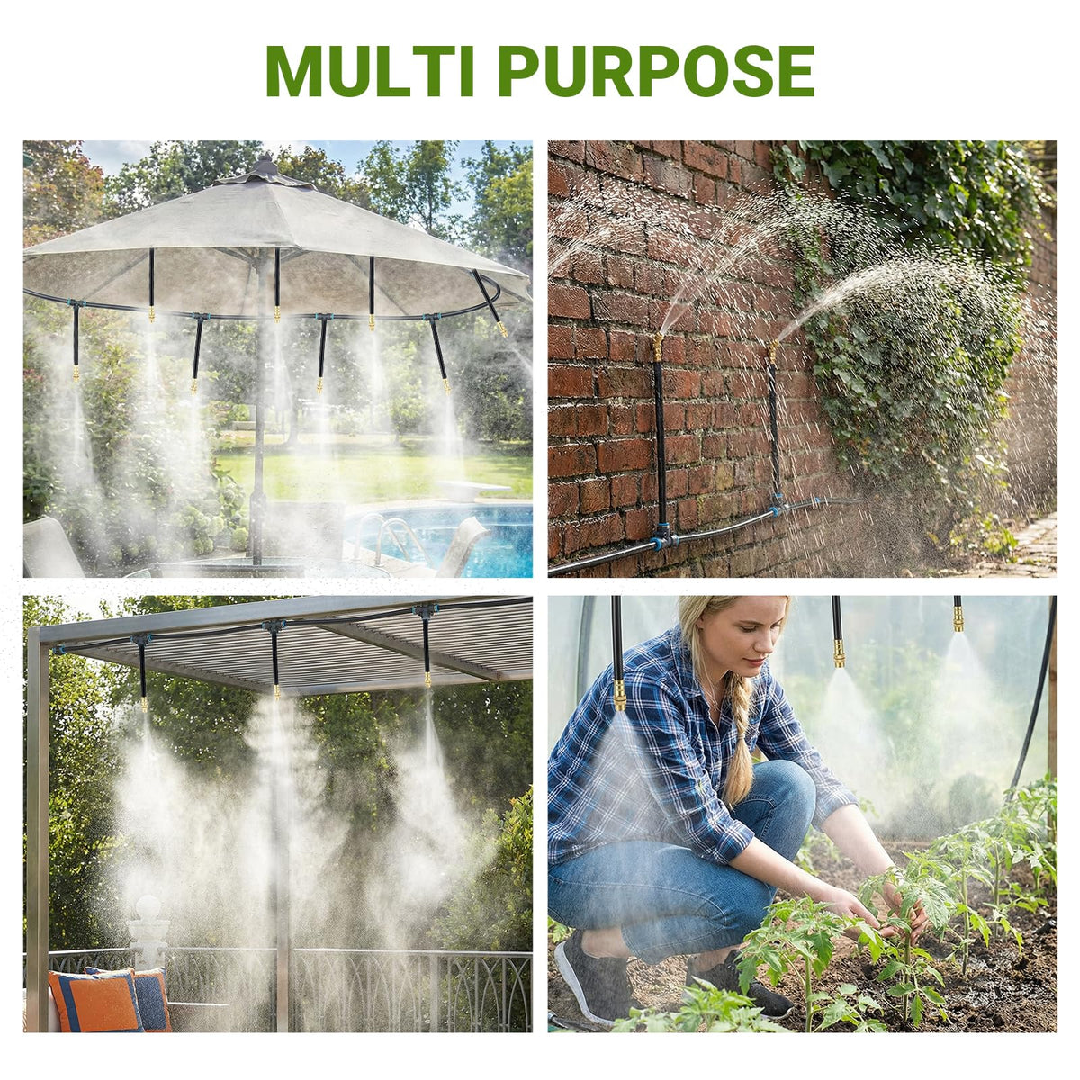 Dewhush greenhouse-use setup highlights even distribution along greenhouse rows.