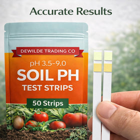 Dewilde Trading Co indoor plant testing with pH strips.