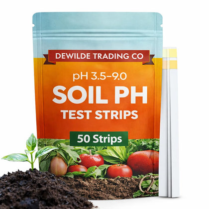 Dewilde Trading Co soil pH test strips kit for garden testing.