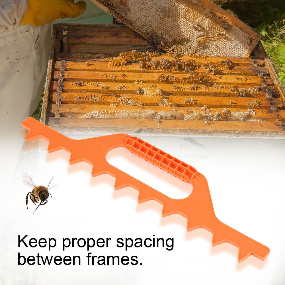 DEWIN beehive frame holder in vibrant orange improves handling and frame stability.
