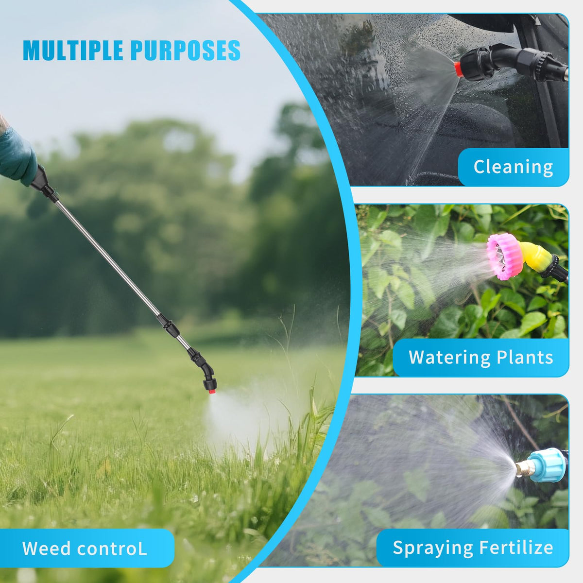 Dewoterea adjustable strap keeps hands free during spraying.