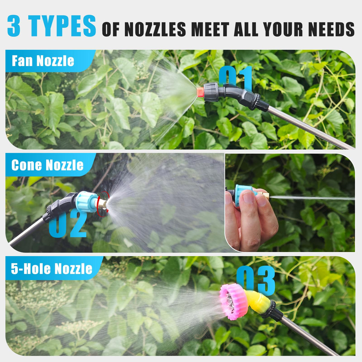 Dewoterea fine mist nozzle delivers gentle, even coverage for delicate plants.