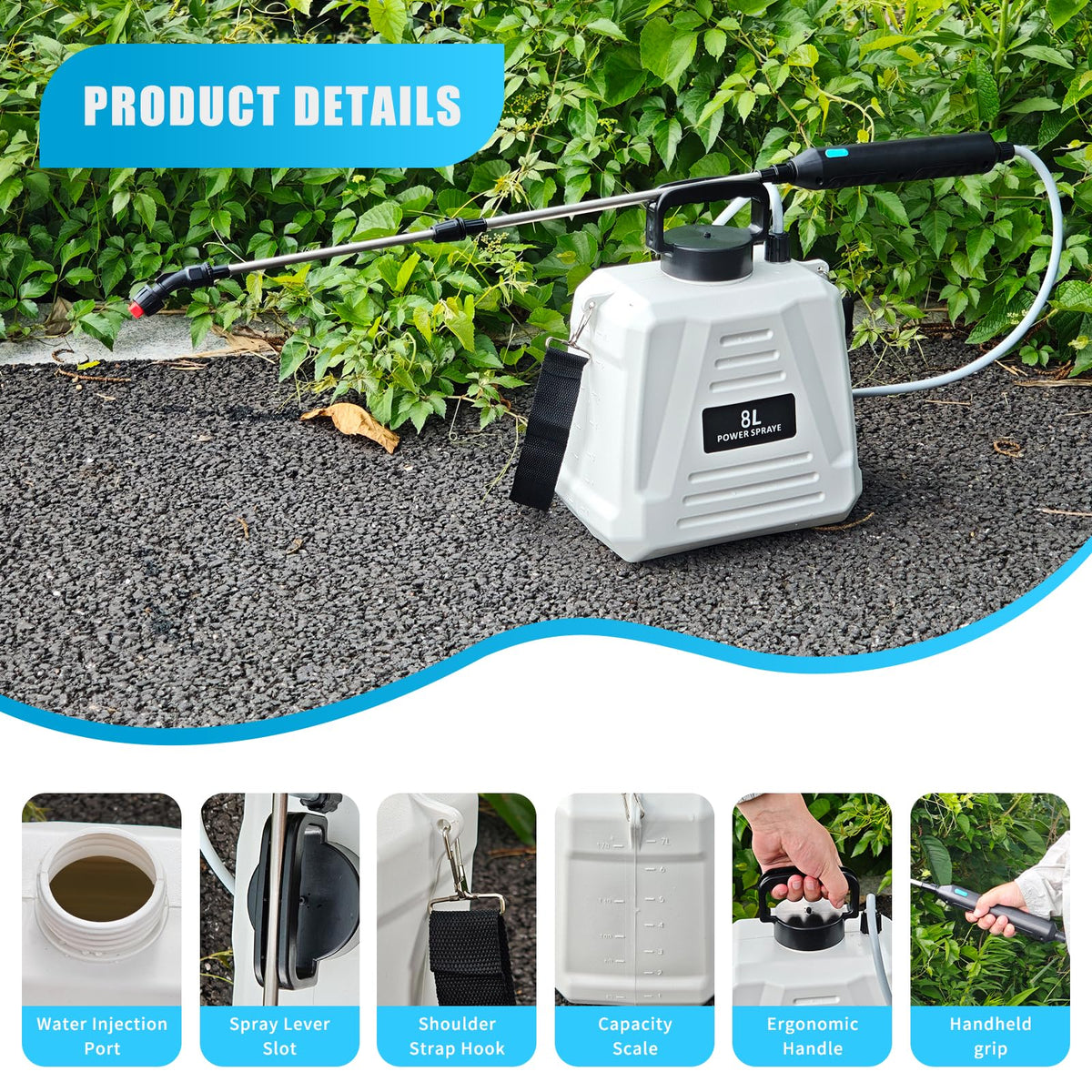 Dewoterea telescopic handle extends reach to high plants.