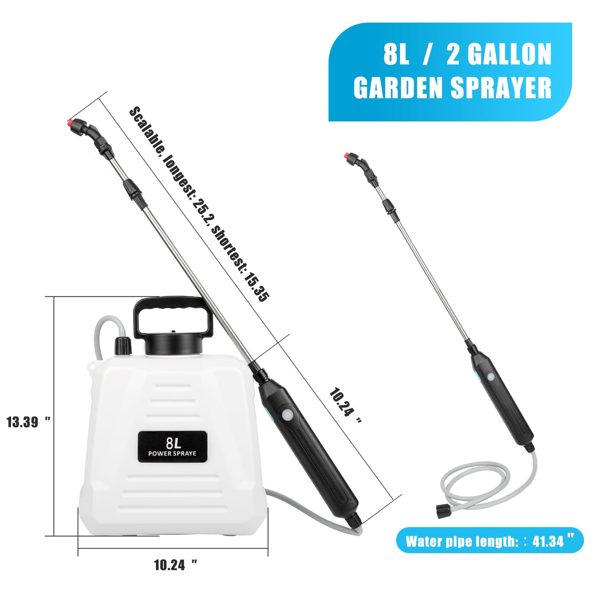 Dewoterea sprayer with three nozzles enables versatile garden tasks.