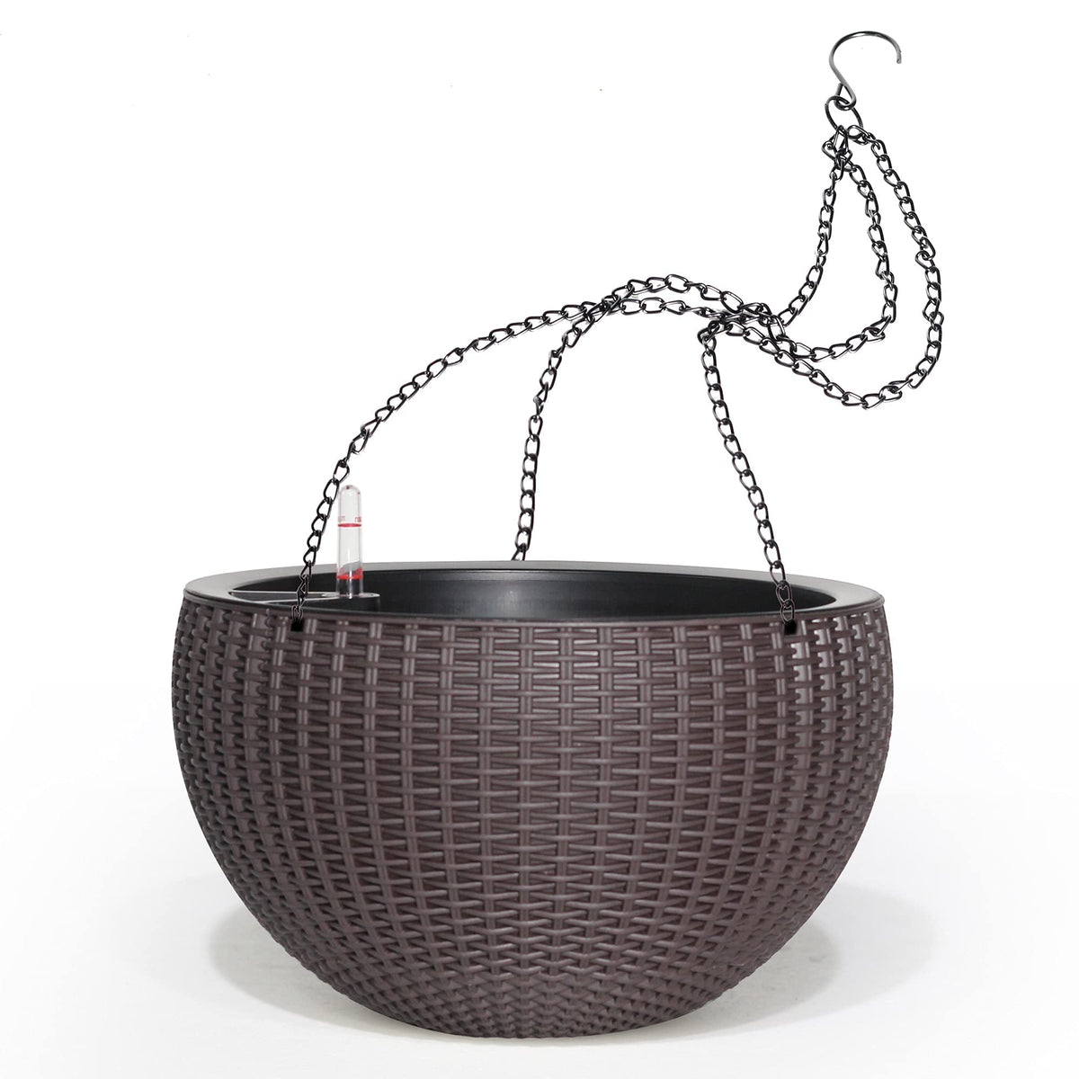 Dexceder large hanging planter showing water reservoir for auto-watering.