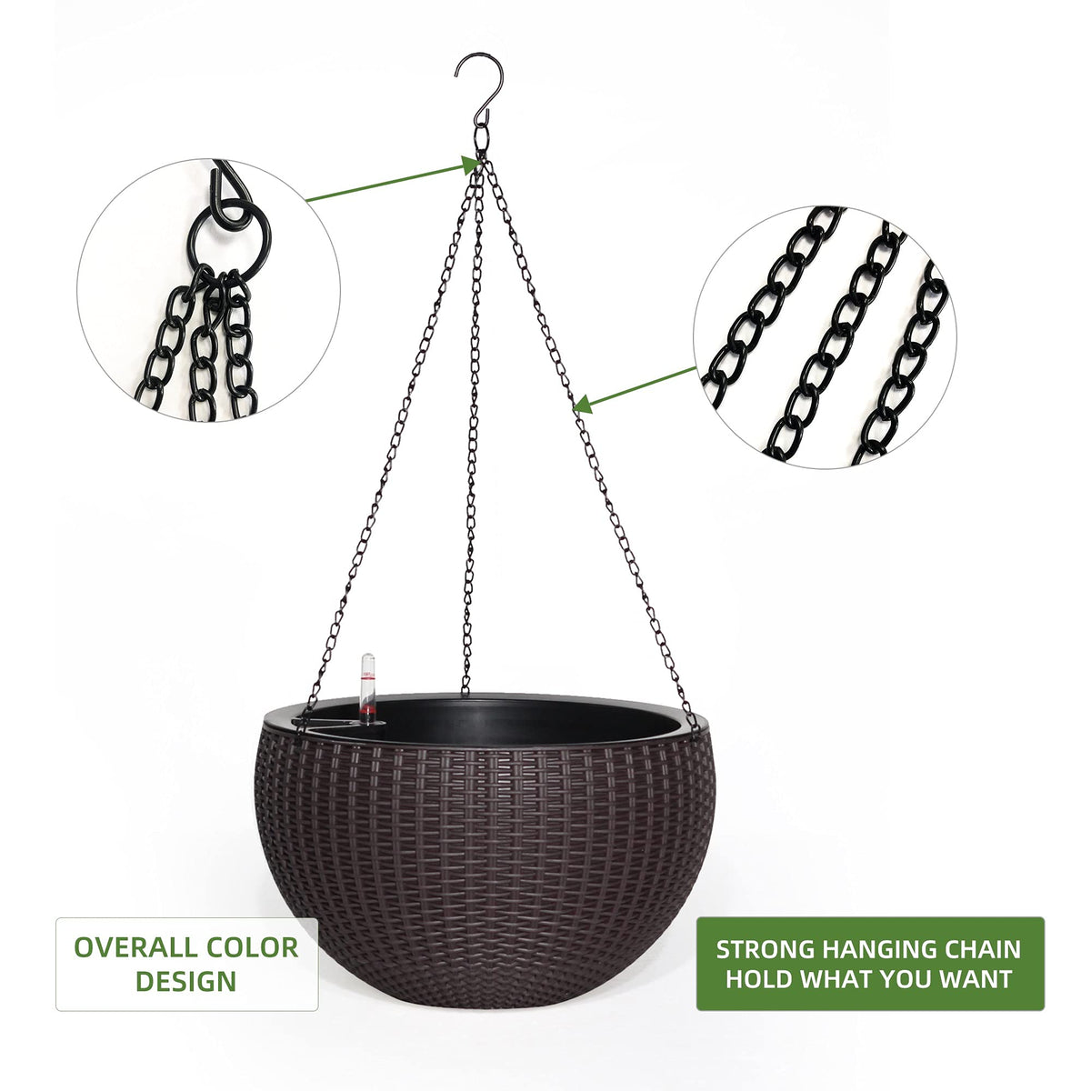 Dexceder sturdy hanging chain and hook for secure ceiling mounting.