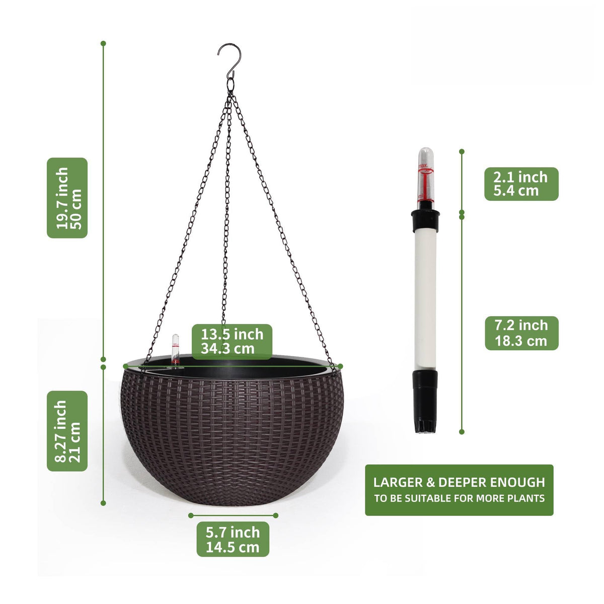 Dexceder planter with visible water level indicator for easy hydration planning.