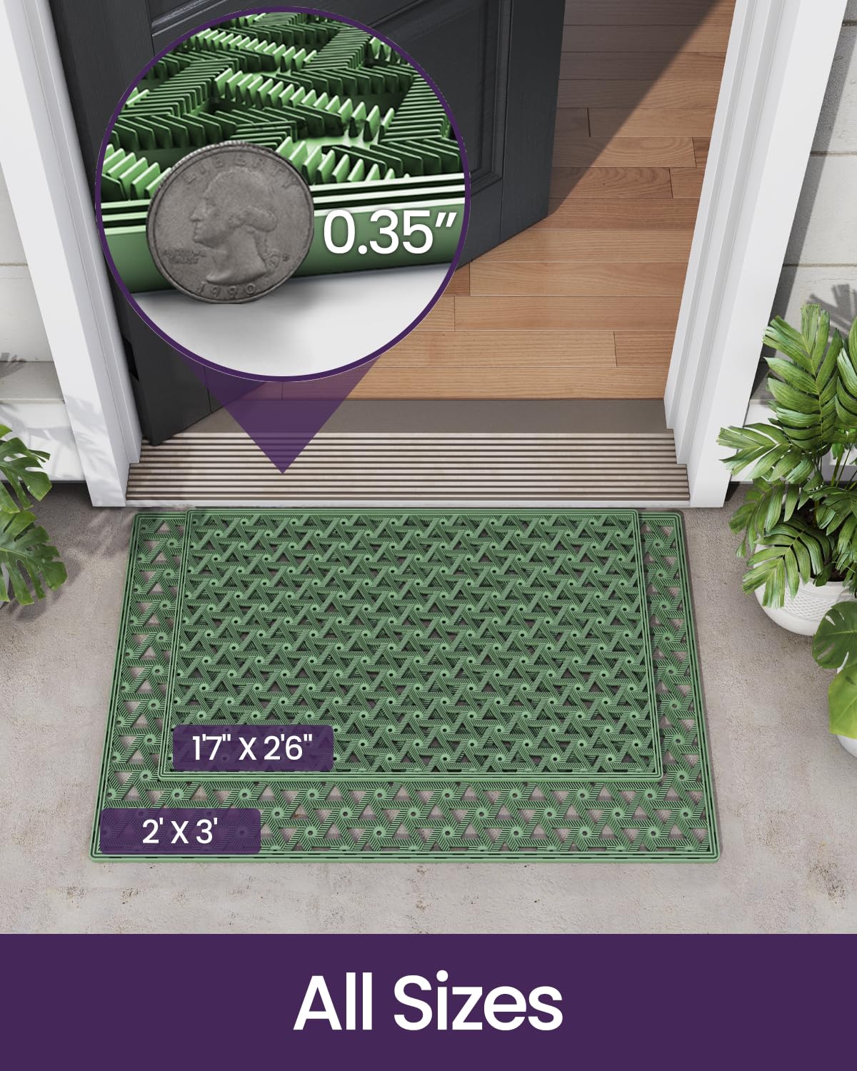 DEXI exterior entry mat with anti-slip backing secures position in high-traffic areas.