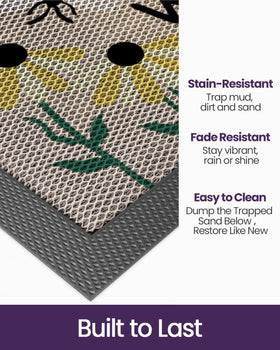 DEXI doormat with non-slip backing stays securely in place.
