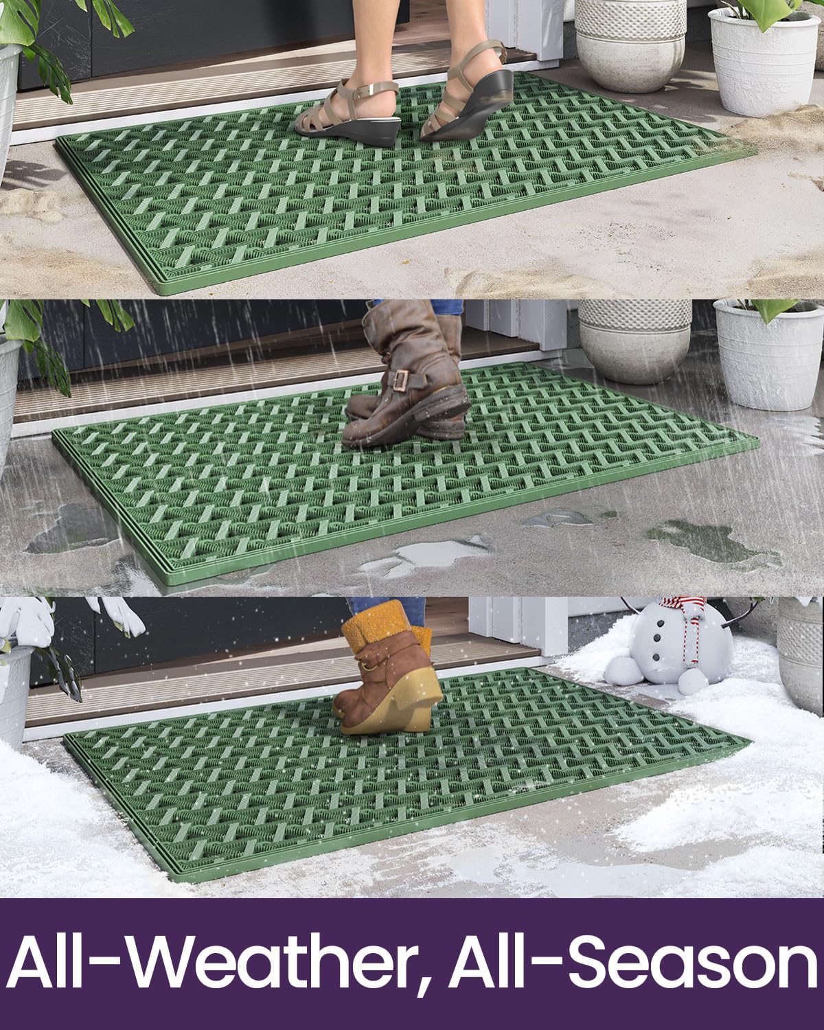 DEXI front door mat withstands all weather, including summer heat.