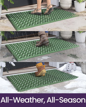 DEXI front door mat withstands all weather, including summer heat.