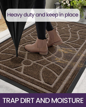 DEXI easy-clean outdoor mat rinses clean after muddy days.