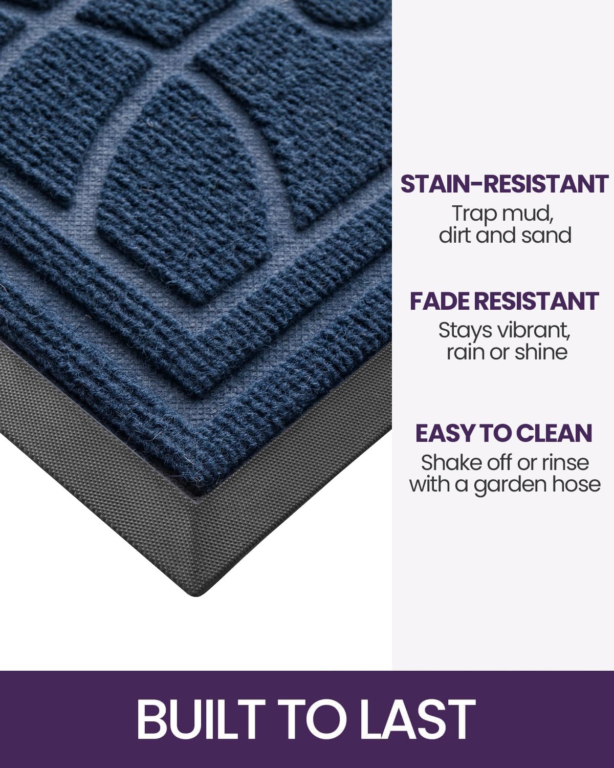 DEXI dust-removal pattern blue mat captures sand and debris.