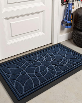 DEXI versatile entryway mat blue suited for porch and garage.