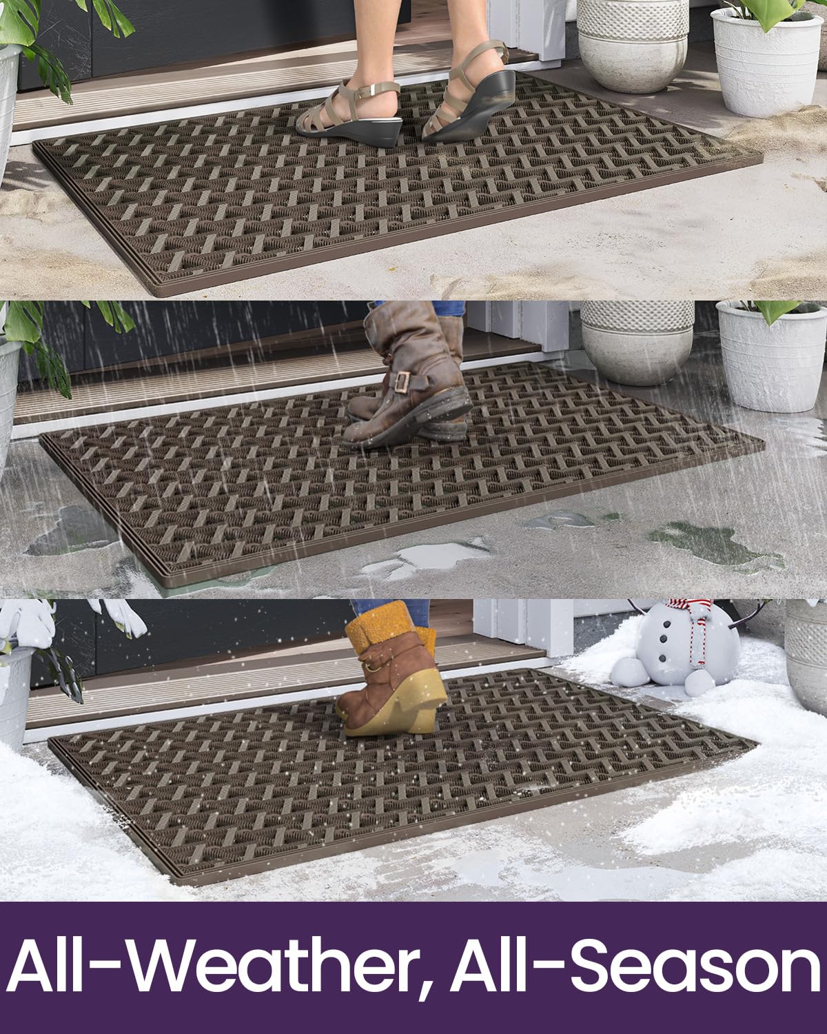 DEXI mat features drain holes to prevent water pooling.